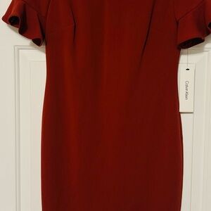 NWT Calvin Klein Ruffled Sheath Dress